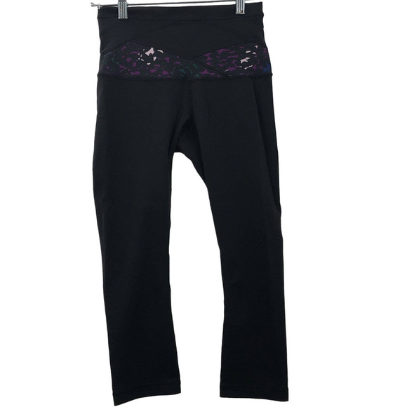 Lululemon Groove Womens Black Elastic Waist Pull On Wide Leg Yoga Capri Pants 6 - Picture 1 of 8